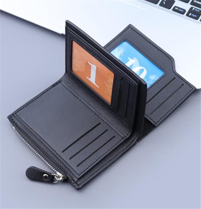 Men’s Premium Genuine Leather Compact Zip Wallet – Slim Everyday Essential